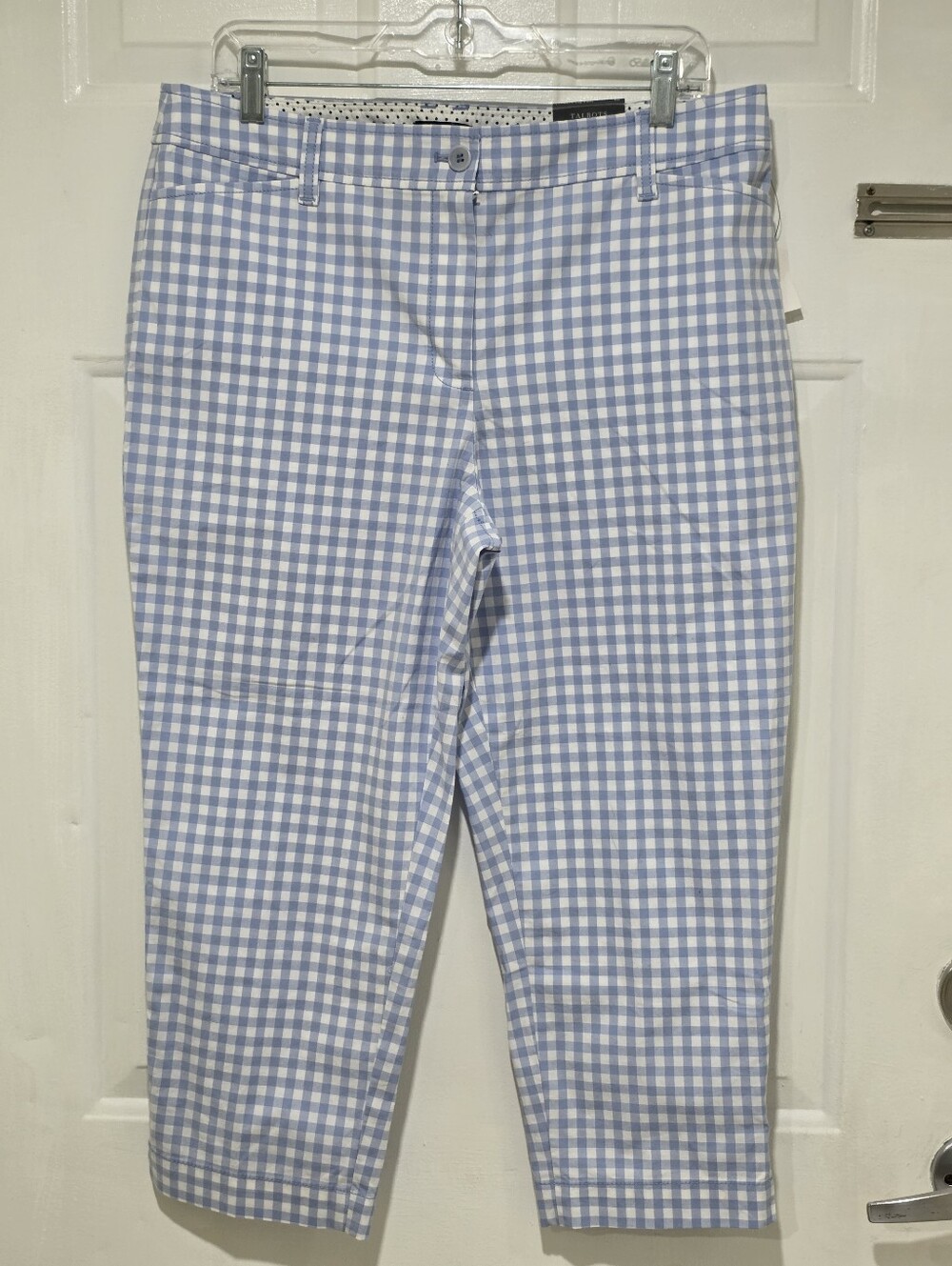 Talbots Light Blue and White Gingham Crop Pants